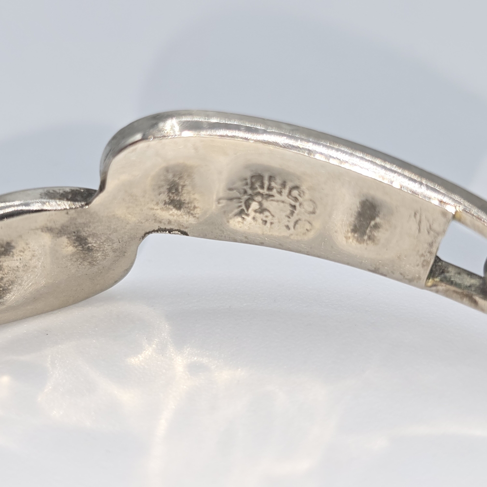 Taxco Mexico Abalone Inlay Hinged Bangle Bracelet Silver Tone, 6-1/2" - Picture 7 of 10